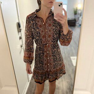 Earthy Floral Bohemian Mini Dress